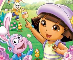 puzzel Dora de Explorer met Pasen