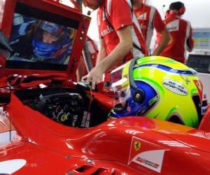 puzzel Felipe Massa, in de ontwikkeling van zijn Ferrari