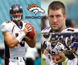 puzzel Quarterback Tim Tebow gevoetbald in de Denver Broncos.