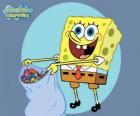 SpongeBob met een zak snoep